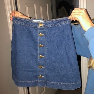 American apparel jean button up skirt